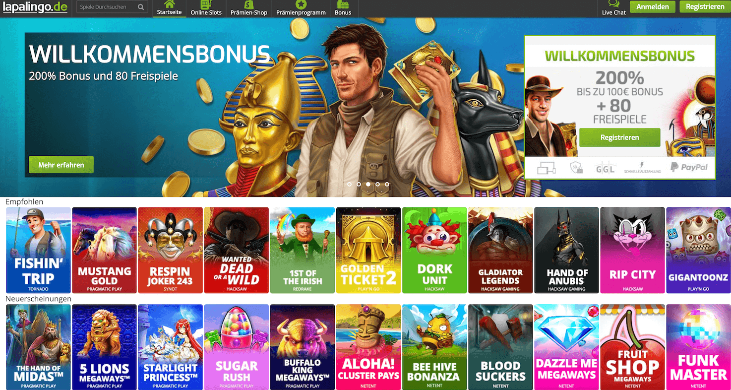 lapalingo online casino homepage